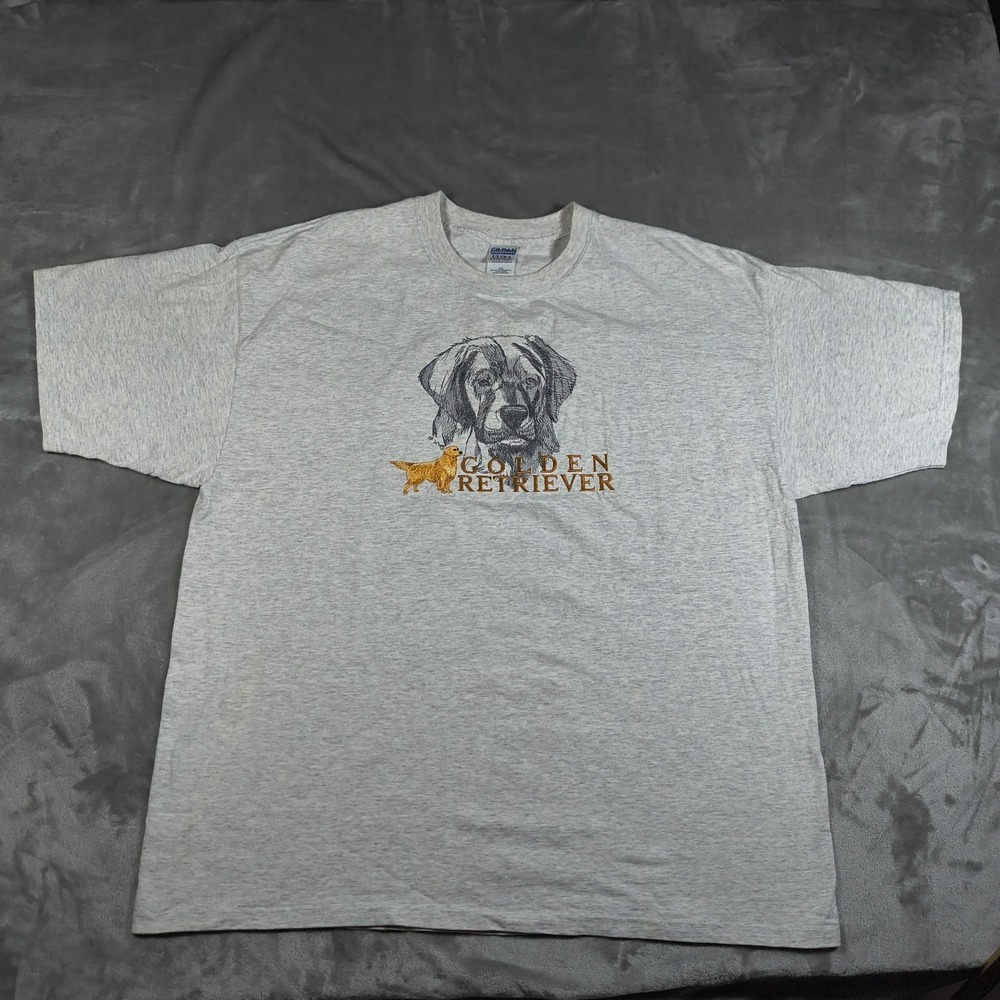 Vintage Golden Retriever Dog Shirt Mens XXL Gray Embroidered Puppy Crewneck 90s